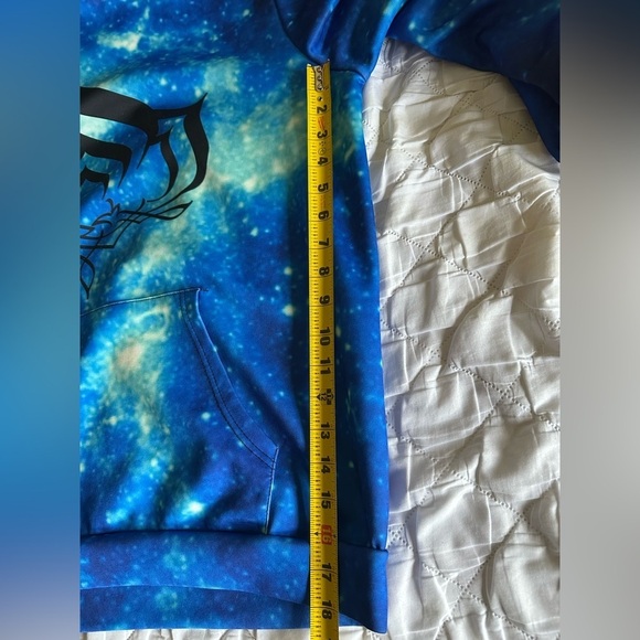 Warframe Gaming Sweatshirt Hoodie Unisex Blue Galaxy Game logo Men’s size 2XL - Picture 4 of 7